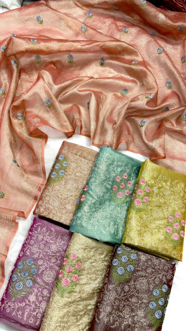 Fancy Embrodiary Tissue Saree - Image 3