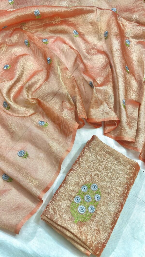 Fancy Embrodiary Tissue Saree