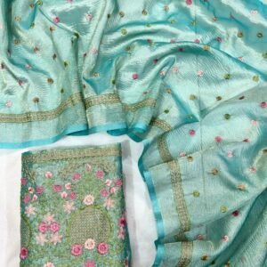 Fancy Embrodiary Tissue Saree