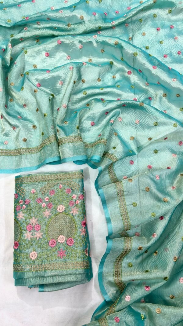 Fancy Embrodiary Tissue Saree