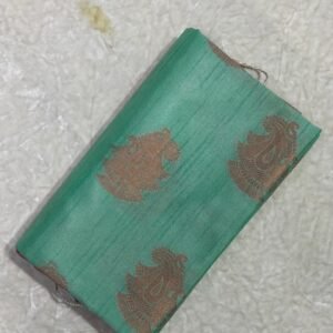 Elegant Mint Green Rajasthani Cotton Saree with Zari Paisley Work – Handwoven in Varanasi