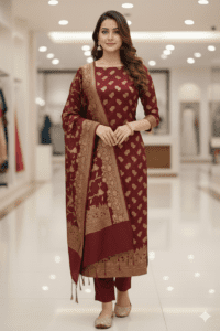 Pure Banarasi Ghat Silk Salwar Suit with Dupatta – Traditional Wedding Wear