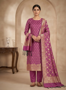 Banarasi Tapeta Silk Suit Set with Ghats Inspired Design
