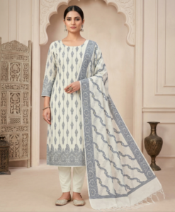 Banarasi Zari Cotton Suit Set with Elegant Dupatta